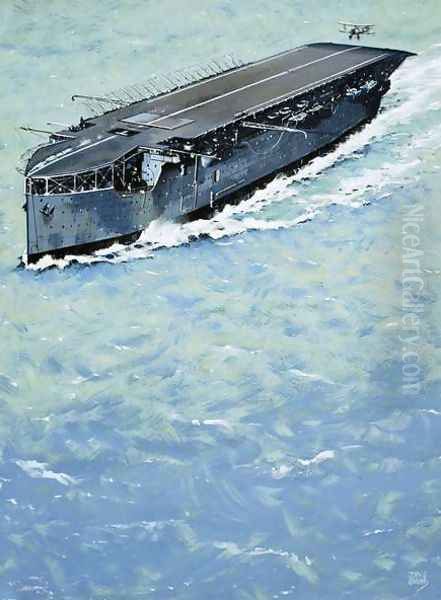 The Flying Sailors An early aircraft carrier Oil Painting by John S. Smith