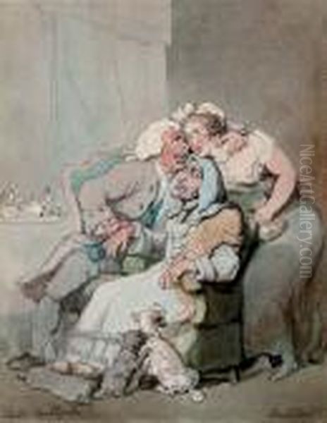 Doctor Doublepulse Killing Two Birds With One Stone Or 'medical Despatch' Oil Painting by Thomas Rowlandson