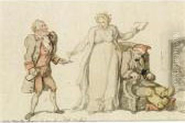 Lady Douglas Clearing The Way For A Fifth Husband Oil Painting by Thomas Rowlandson