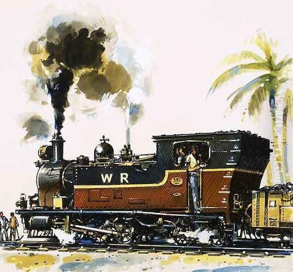 Narrow guage WT class Bagnall-built tank engine on the Western Railways Oil Painting by John S. Smith