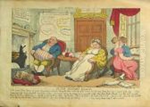 A Group Of Caricatures Oil Painting by Thomas Rowlandson