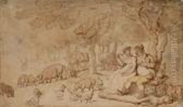 Rural Felicity Oil Painting by Thomas Rowlandson