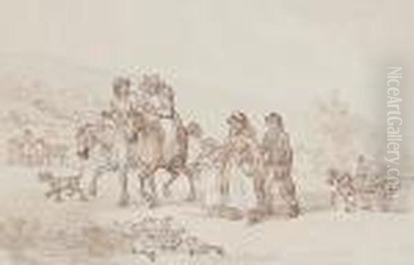 Travellers On The Road Oil Painting by Thomas Rowlandson