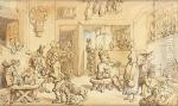 Dr. Syntax At The Village Inn Oil Painting by Thomas Rowlandson