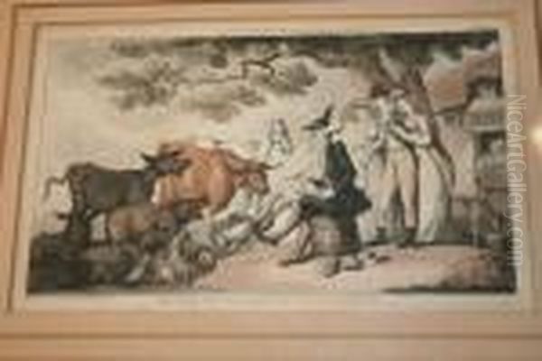 A Group Of Four Dr. Syntax Oil Painting by Thomas Rowlandson