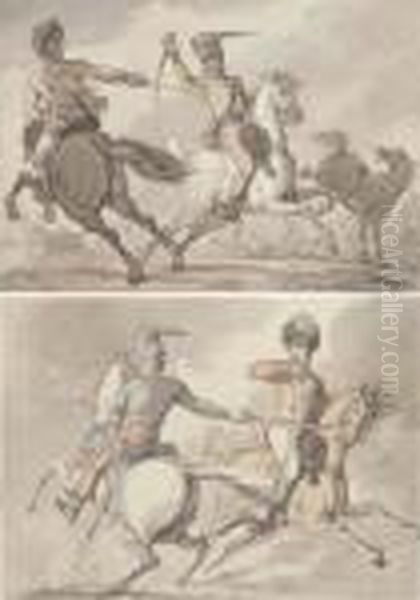 Cavalrymen In Combat Oil Painting by Thomas Rowlandson