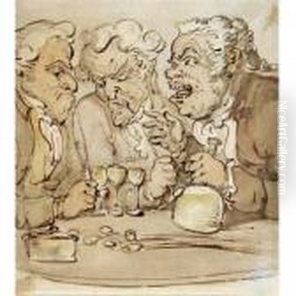 Boon Companions Oil Painting by Thomas Rowlandson