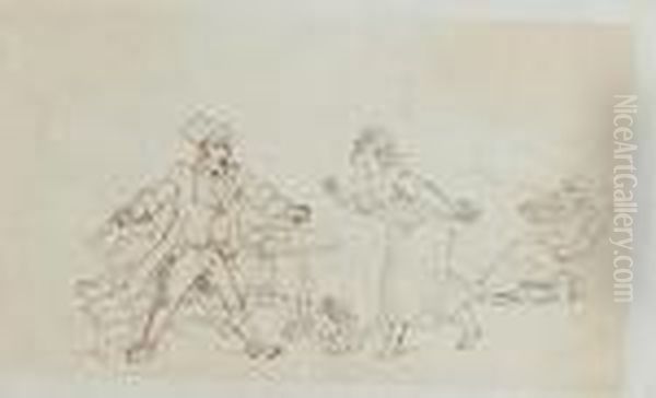 A Preliminary Sketch For An Illustration To 'dr Syntax'. Oil Painting by Thomas Rowlandson