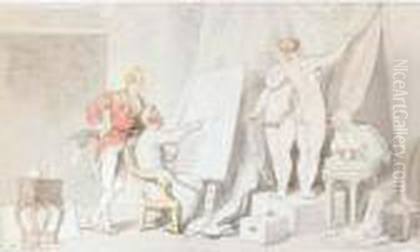 A Study In Life Drawing Oil Painting by Thomas Rowlandson