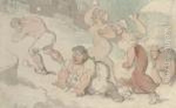 Winter Frolics Oil Painting by Thomas Rowlandson