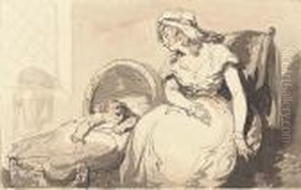 Mother And Child Oil Painting by Thomas Rowlandson