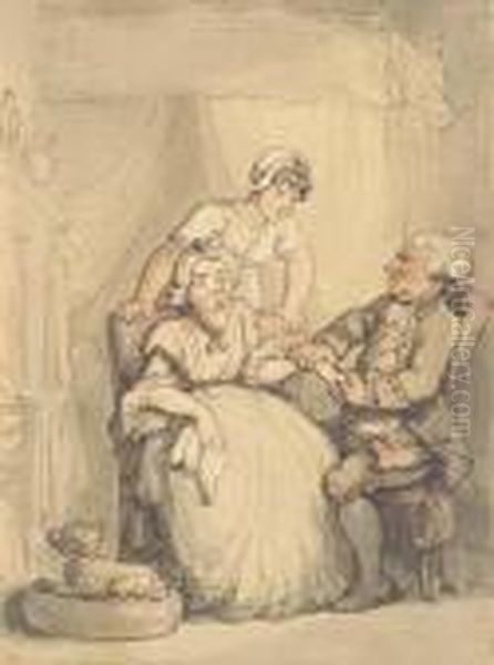 The Doctor's Visit Oil Painting by Thomas Rowlandson