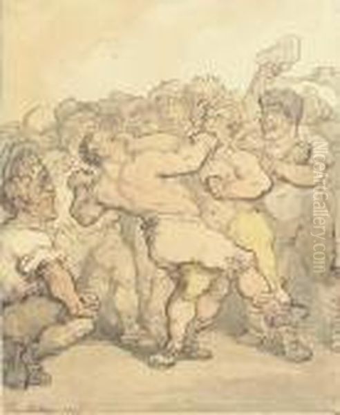 Prize Fighters Oil Painting by Thomas Rowlandson