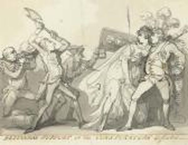 Britannia's Support Or The Conspirators Defeated Oil Painting by Thomas Rowlandson