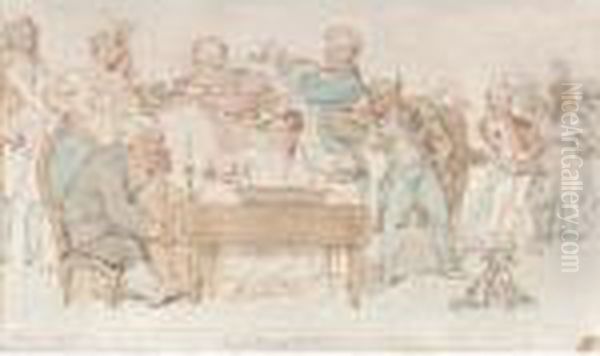 Playing In Parts Oil Painting by Thomas Rowlandson