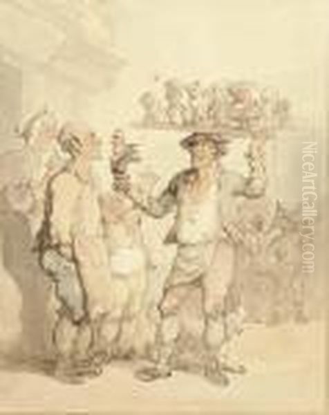 The Plaster Figure Seller; And The Glass On The Road Oil Painting by Thomas Rowlandson