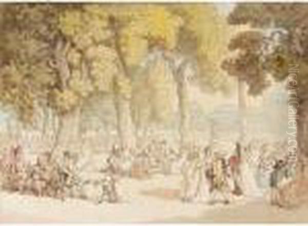 The Tuileries Gardens, Paris Oil Painting by Thomas Rowlandson