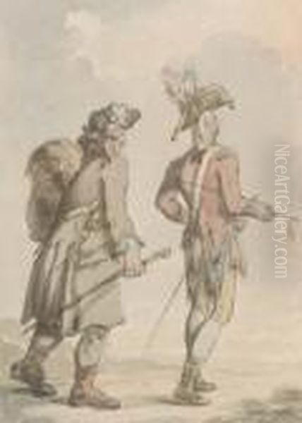 An Infantry Officer With His Soldier-servant Oil Painting by Thomas Rowlandson