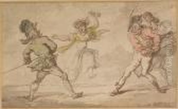 The Duel Oil Painting by Thomas Rowlandson