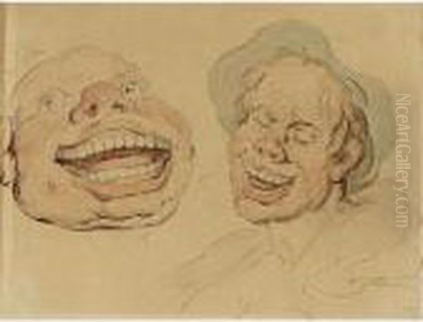 Figures Laughing Oil Painting by Thomas Rowlandson