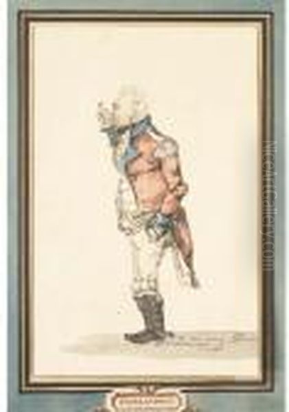 Un Homme De Profil Regardant A Travers Un Binocle Oil Painting by Thomas Rowlandson