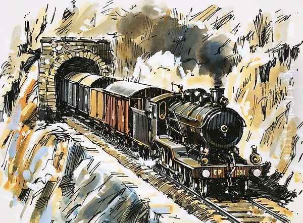 The World of Speed and Power An inside-cylinder 4-6-0 Oil Painting by John S. Smith