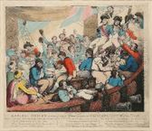 Admiral Nelson Recreating With His Brave Tars After The Glorious Battle Of The Nile Oil Painting by Thomas Rowlandson