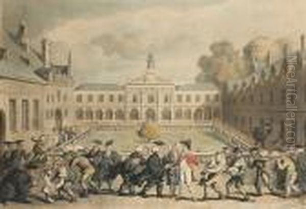 Emanuel College, Cambridge Oil Painting by Thomas Rowlandson