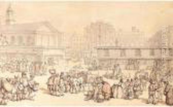 The Market, Covent Garden From The South Oil Painting by Thomas Rowlandson