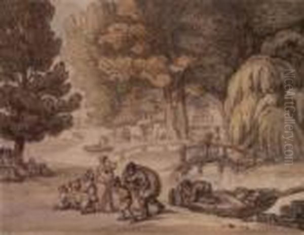 The Fisherman And His Family Oil Painting by Thomas Rowlandson