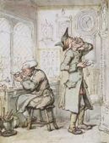 Watchmakers Oil Painting by Thomas Rowlandson