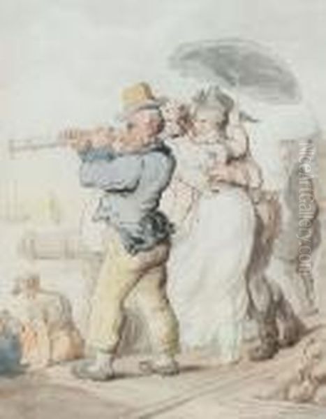 Progress Of Gallantry Or Stolen Kisses Sweetest Oil Painting by Thomas Rowlandson