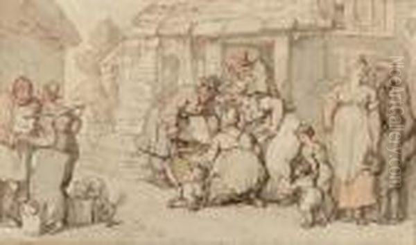 The Poultry Market Oil Painting by Thomas Rowlandson