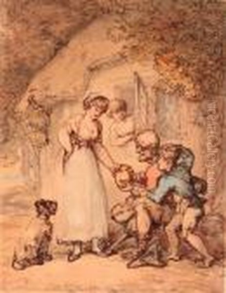 Charity Oil Painting by Thomas Rowlandson