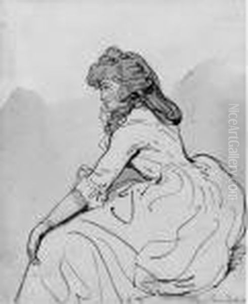 Study Of A Young Lady, In Profile Oil Painting by Thomas Rowlandson