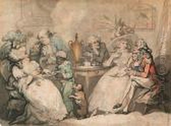 Tea On Shore Oil Painting by Thomas Rowlandson