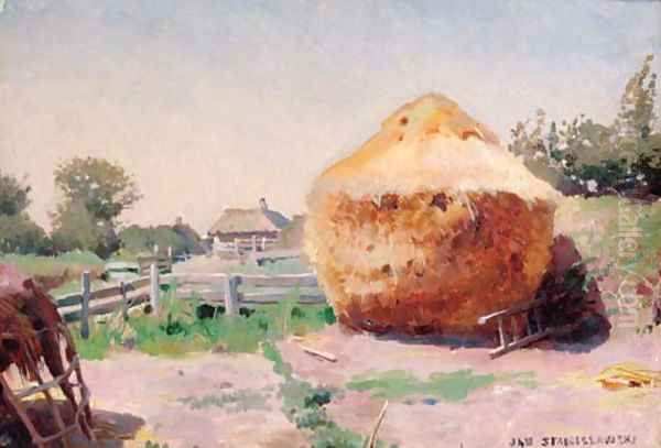 A haystack Oil Painting by Jan Stanislawski