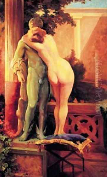 Hermes and Aphrodite Oil Painting by Jan Styka