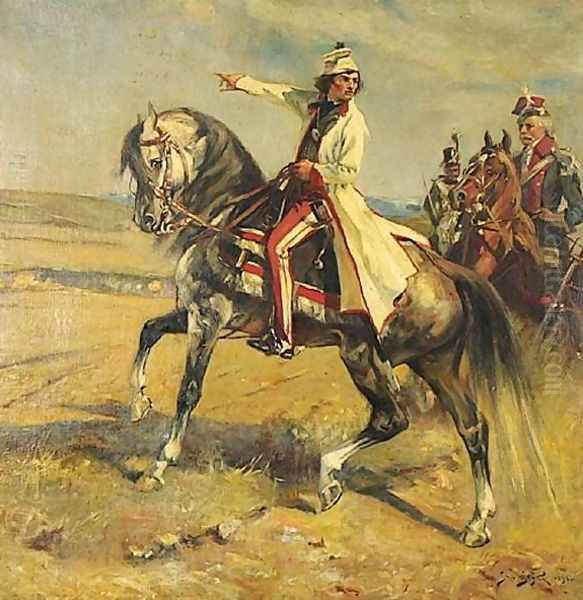 Officers on Horseback Oil Painting by Jan Styka