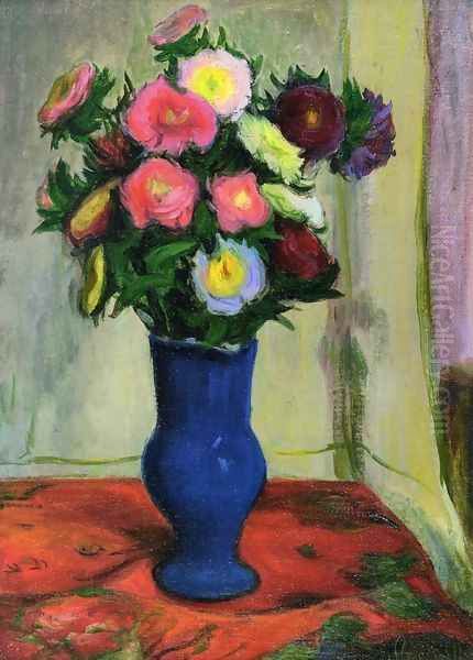 Vase of Flowers Oil Painting by Wladyslaw Slewinski