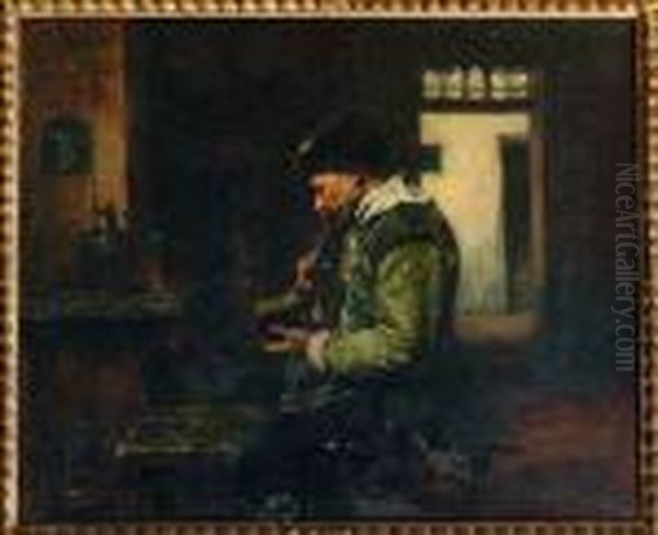 Interieur De Taverne Avec Un Soldat Fumant Oil Painting by Ferdinand Victor Leon Roybet