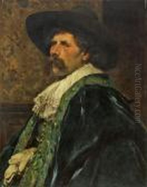 Bildnis Eines Herrn Ingruner Robe Oil Painting by Ferdinand Victor Leon Roybet