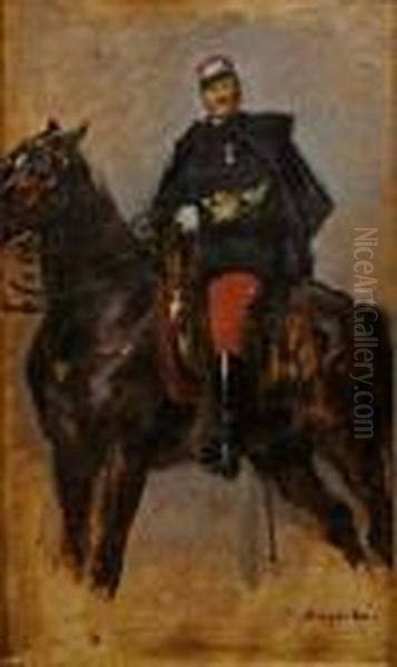 Militaire A Cheval Oil Painting by Ferdinand Victor Leon Roybet