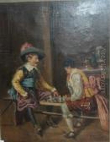 Two Cavaliers Oil Painting by Ferdinand Victor Leon Roybet