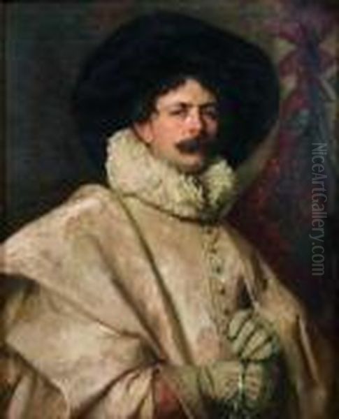 Portrait D'homme En Tenue De Mousquetaire Oil Painting by Ferdinand Victor Leon Roybet