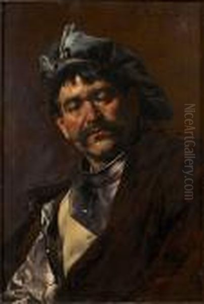 Portrait Of A Musketeeer Oil Painting by Ferdinand Victor Leon Roybet