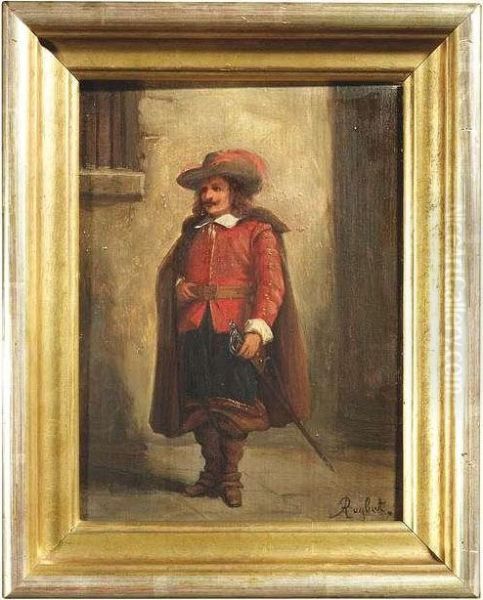 Portrait Of A Musketeer. Oil/panel, Signed Oil Painting by Ferdinand Victor Leon Roybet