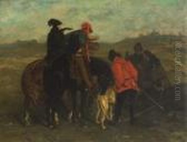 Vorbereitung Zur
 Falkenjagd. Oil Painting by Ferdinand Victor Leon Roybet