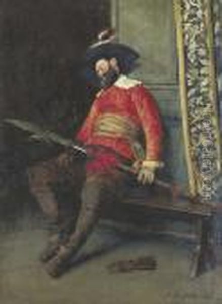 Schlafender Landsknecht. Oil Painting by Ferdinand Victor Leon Roybet