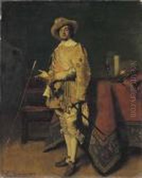 The Dashing Cavalier Oil Painting by Ferdinand Victor Leon Roybet